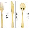 imageWDF 300 Pieces Silver Plastic Silverware  Plastic Silverware Heavy Duty  100 Forks 100 Knives 100 Spoons  Disposable Silver Cutlery Perfect for PartyWeddingGold  Modern