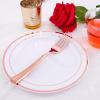 imageWDF 300 Pieces Silver Plastic Silverware  Plastic Silverware Heavy Duty  100 Forks 100 Knives 100 Spoons  Disposable Silver Cutlery Perfect for PartyWeddingRose Gold  Modern