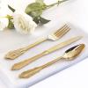 imageWDF 300 Pieces Silver Plastic Silverware  Plastic Silverware Heavy Duty  100 Forks 100 Knives 100 Spoons  Disposable Silver Cutlery Perfect for PartyWeddingGold  Baroque