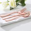 imageWDF 300 Pieces Silver Plastic Silverware  Plastic Silverware Heavy Duty  100 Forks 100 Knives 100 Spoons  Disposable Silver Cutlery Perfect for PartyWeddingRose Gold  Modern