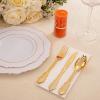 imageWDF 300 Pieces Silver Plastic Silverware  Plastic Silverware Heavy Duty  100 Forks 100 Knives 100 Spoons  Disposable Silver Cutlery Perfect for PartyWeddingGold  Baroque