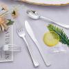 imageWDF 300 Pieces Silver Plastic Silverware  Plastic Silverware Heavy Duty  100 Forks 100 Knives 100 Spoons  Disposable Silver Cutlery Perfect for PartyWeddingSilver  Modern  500PCS