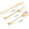 imageWDF 300 Pieces Silver Plastic Silverware  Plastic Silverware Heavy Duty  100 Forks 100 Knives 100 Spoons  Disposable Silver Cutlery Perfect for PartyWeddingGold  Modern  500PCS