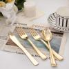 imageWDF 300 Pieces Silver Plastic Silverware  Plastic Silverware Heavy Duty  100 Forks 100 Knives 100 Spoons  Disposable Silver Cutlery Perfect for PartyWeddingGold  Modern  500PCS