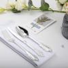 imageWDF 300 Pieces Silver Plastic Silverware  Plastic Silverware Heavy Duty  100 Forks 100 Knives 100 Spoons  Disposable Silver Cutlery Perfect for PartyWeddingSilver  Baroque
