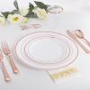 imageWDF 300 Pieces Silver Plastic Silverware  Plastic Silverware Heavy Duty  100 Forks 100 Knives 100 Spoons  Disposable Silver Cutlery Perfect for PartyWeddingRose Gold  Modern