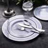 imageWDF 300 Pieces Silver Plastic Silverware  Plastic Silverware Heavy Duty  100 Forks 100 Knives 100 Spoons  Disposable Silver Cutlery Perfect for PartyWeddingSilver  Modern