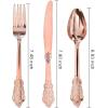 imageWDF 300 Pieces Silver Plastic Silverware  Plastic Silverware Heavy Duty  100 Forks 100 Knives 100 Spoons  Disposable Silver Cutlery Perfect for PartyWeddingRose Gold  Baroque