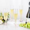 imageWDF 36 Pack Pink Glitter Plastic Champagne Flutes  7OZ Disposable Pink Glasses Glitter Champagne Flutes Plastic for Party ampamp WeddingSilver