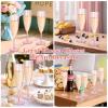 imageWDF 36PCS Clear Champagne Flutes Plastic  6 OZ Clear Disposable Champagne Flutes Party Supplies for WeddingBirthdayPartiesPink