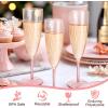 imageWDF 36PCS Clear Champagne Flutes Plastic  6 OZ Clear Disposable Champagne Flutes Party Supplies for WeddingBirthdayPartiesPink