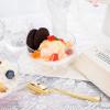 imageWDF 7oz Clear Dessert Cups Disposable  96 Pack Dessert Cups With Mini Gold Spoons Plastic Parfait Cups Medium to Large 48 Ice Cream Plastic Cups ampamp 48 Gold Tasting Spoons for Weddings ampamp PartyClear  7oz