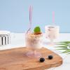 imageWDF 7oz Clear Dessert Cups Disposable  96 Pack Dessert Cups With Mini Gold Spoons Plastic Parfait Cups Medium to Large 48 Ice Cream Plastic Cups ampamp 48 Gold Tasting Spoons for Weddings ampamp PartyPink  7oz