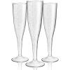 imageWDF 36 Pack Pink Glitter Plastic Champagne Flutes  7OZ Disposable Pink Glasses Glitter Champagne Flutes Plastic for Party ampamp WeddingSilver
