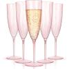 imageWDF 36PCS Clear Champagne Flutes Plastic  6 OZ Clear Disposable Champagne Flutes Party Supplies for WeddingBirthdayPartiesPink