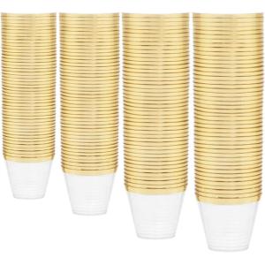imageWDF 200 Pack Colorful Plastic Cups Disposable  include 50 Pink Blue Green Yellow Colorful Plastic Cups For Party Baby Shower WeddingGold 200Count
