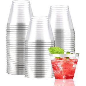 imageWDF 200 Pack Colorful Plastic Cups Disposable  include 50 Pink Blue Green Yellow Colorful Plastic Cups For Party Baby Shower WeddingSilver 60Count