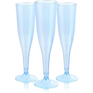 imageWDF 36 Pack Clear Blue Plastic Champagne Flutes  7OZ Blue Champagne Flutes Plastic Champagne Glasses Disposable for Party ampamp WeddingClear Blue