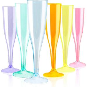 imageWDF 36 Pack Clear Blue Plastic Champagne Flutes  7OZ Blue Champagne Flutes Plastic Champagne Glasses Disposable for Party ampamp WeddingColorful