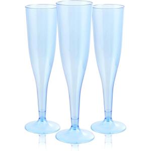 imageWDF 36 Pack Pink Glitter Plastic Champagne Flutes  7OZ Disposable Pink Glasses Glitter Champagne Flutes Plastic for Party ampamp WeddingClear Blue