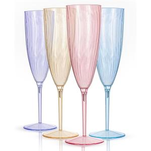 imageWDF 36PCS Clear Champagne Flutes Plastic  6 OZ Clear Disposable Champagne Flutes Party Supplies for WeddingBirthdayPartiesColorful