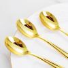 imageWDF 100 Pack Gold Plastic Spoons Disposable  Durable Heavy Duty 69 Inch Gold Spoons Heat Resistant Modern Disposable Spoons Perfect for Parties Wedding BanquetsGold Spoons