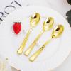 imageWDF 100 Pack Gold Plastic Spoons Disposable  Durable Heavy Duty 69 Inch Gold Spoons Heat Resistant Modern Disposable Spoons Perfect for Parties Wedding BanquetsGold Spoons