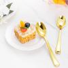 imageWDF 100 Pack Gold Plastic Spoons Disposable  Durable Heavy Duty 69 Inch Gold Spoons Heat Resistant Modern Disposable Spoons Perfect for Parties Wedding BanquetsGold Spoons