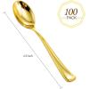 imageWDF 100 Pack Gold Plastic Spoons Disposable  Durable Heavy Duty 69 Inch Gold Spoons Heat Resistant Modern Disposable Spoons Perfect for Parties Wedding BanquetsGold Spoons