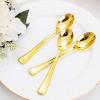 imageWDF 100 Pack Gold Plastic Spoons Disposable  Durable Heavy Duty 69 Inch Gold Spoons Heat Resistant Modern Disposable Spoons Perfect for Parties Wedding BanquetsGold Spoons