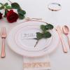 imageWDF 120 Pieces Heavy Duty Pink Plastic Silverware  Pink Plastic Cutlery Set  Disposable Pink Utensils  Disposable Flatware Includes 40 Forks 40 Spoons 40 Knives for Party WeddingModern Rose Gold