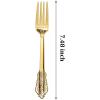 imageWDF 120 Pieces Heavy Duty Pink Plastic Silverware  Pink Plastic Cutlery Set  Disposable Pink Utensils  Disposable Flatware Includes 40 Forks 40 Spoons 40 Knives for Party WeddingGold