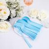 imageWDF 120 Pieces Heavy Duty Pink Plastic Silverware  Pink Plastic Cutlery Set  Disposable Pink Utensils  Disposable Flatware Includes 40 Forks 40 Spoons 40 Knives for Party WeddingBlue