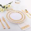 imageWDF 120 Pieces Heavy Duty Pink Plastic Silverware  Pink Plastic Cutlery Set  Disposable Pink Utensils  Disposable Flatware Includes 40 Forks 40 Spoons 40 Knives for Party WeddingModern Gold