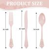 imageWDF 120 Pieces Heavy Duty Pink Plastic Silverware  Pink Plastic Cutlery Set  Disposable Pink Utensils  Disposable Flatware Includes 40 Forks 40 Spoons 40 Knives for Party WeddingPink