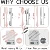 imageWDF 120 Pieces Heavy Duty Pink Plastic Silverware  Pink Plastic Cutlery Set  Disposable Pink Utensils  Disposable Flatware Includes 40 Forks 40 Spoons 40 Knives for Party WeddingPink