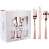imageWDF 120 Pieces Heavy Duty Pink Plastic Silverware  Pink Plastic Cutlery Set  Disposable Pink Utensils  Disposable Flatware Includes 40 Forks 40 Spoons 40 Knives for Party WeddingRose Gold