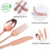 imageWDF 120 Pieces Heavy Duty Pink Plastic Silverware  Pink Plastic Cutlery Set  Disposable Pink Utensils  Disposable Flatware Includes 40 Forks 40 Spoons 40 Knives for Party WeddingRose Gold