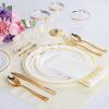 imageWDF 120 Pieces Heavy Duty Pink Plastic Silverware  Pink Plastic Cutlery Set  Disposable Pink Utensils  Disposable Flatware Includes 40 Forks 40 Spoons 40 Knives for Party WeddingModern Gold