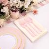 imageWDF 120 Pieces Heavy Duty Pink Plastic Silverware  Pink Plastic Cutlery Set  Disposable Pink Utensils  Disposable Flatware Includes 40 Forks 40 Spoons 40 Knives for Party WeddingPink