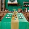imageWDF 16Pack Green and Gold Plastic Tablecloths and Runners 54 x 108 Inch Gold Dot Rectangle for PartiesWeddingSt Patricks DayGreen White  16pack