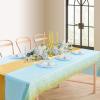 imageWDF 16Pack Green and Gold Plastic Tablecloths and Runners 54 x 108 Inch Gold Dot Rectangle for PartiesWeddingSt Patricks DayLight Blue Gold  16pack