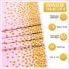 imageWDF 16Pack Green and Gold Plastic Tablecloths and Runners 54 x 108 Inch Gold Dot Rectangle for PartiesWeddingSt Patricks DayPink Gold  16pack