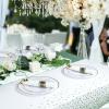 imageWDF 16Pack Green and Gold Plastic Tablecloths and Runners 54 x 108 Inch Gold Dot Rectangle for PartiesWeddingSt Patricks DaySage Green White  16pack