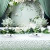 imageWDF 16Pack Green and Gold Plastic Tablecloths and Runners 54 x 108 Inch Gold Dot Rectangle for PartiesWeddingSt Patricks DaySage Green White  16pack