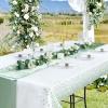 imageWDF 16Pack Green and Gold Plastic Tablecloths and Runners 54 x 108 Inch Gold Dot Rectangle for PartiesWeddingSt Patricks DaySage Green White  16pack