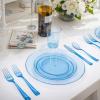 imageWDF 180 Pieces Pink Plastic Silverware Disposable  Clear Pink Cutlery Sets 60 Forks 60 Knives and 60 Spoons  Heavy Duty Disposable Utensils for Wedding PartyClear Blue  180PCS