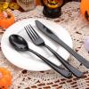 imageWDF 180 Pieces Pink Plastic Silverware Disposable  Clear Pink Cutlery Sets 60 Forks 60 Knives and 60 Spoons  Heavy Duty Disposable Utensils for Wedding PartyBlack  180PCS