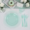 imageWDF 180 Pieces Pink Plastic Silverware Disposable  Clear Pink Cutlery Sets 60 Forks 60 Knives and 60 Spoons  Heavy Duty Disposable Utensils for Wedding PartyClear Green  180PCS