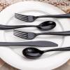 imageWDF 180 Pieces Pink Plastic Silverware Disposable  Clear Pink Cutlery Sets 60 Forks 60 Knives and 60 Spoons  Heavy Duty Disposable Utensils for Wedding PartyBlack  180PCS